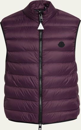 Moncler Mens Full-Zip Nylon Quilted Vest