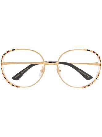 Gucci round frame glasses - women - Metal (Other) - 58 - Gold
