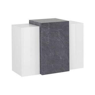 Dmora Dmora Pensile Da Parete, Made In Italy, A 3 Ante, Mobile Da Soggiorno Sospeso, Cm 90x38h66, Colore Bianco Lucido E Grigio Cenere, Con Imballo Rinforza