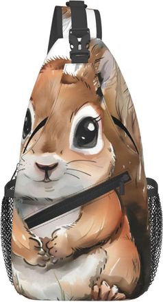 Generic Paint Brown Squirrel Shoulder Bag Breathable Cross Body Bag Anti Theft Backpack For Women Camping Casual