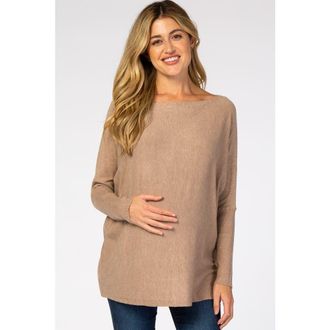 Pinkblush Soft Knit Boatneck Dolman Sleeve Sweater in Mocha at Nordstrom, Size Medium