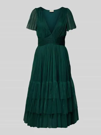 Lace & Beads Cocktailkleid im Stufen-Look in Dunkelgruen, Größe XXS