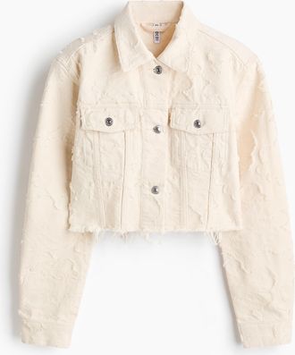 H&M Cropped Twilljacke - Cremefarben
