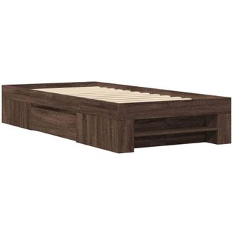 vidaXL Bed Frame without Mattress Brown Oak 100x200 cm Engineered Wood Vidaxl