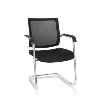 hjh OFFICE Silla cantilever de tela / tejido de malla negro