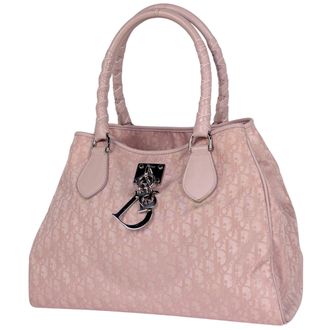 Dior Pink Nylon Leather Handbag Tote Bag (Pre-Owned)