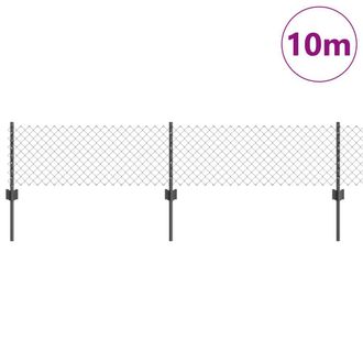 Berkfield Home Practical Chain Link Fence with 10 U Posts Grey 0.4x10 m Steel