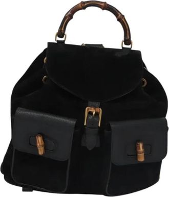 Gucci Pre-owned Suede backpacks - Dames - Vintage Rugzakken - Zwart - ONE Size - Leer - Vintage