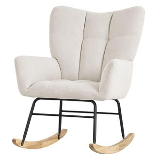ML Design Sill&oacute;n balanc&iacute;n beige, con cubierta de rizo