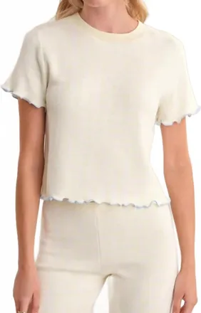525 america Poppy Lettuce Edge Sweater Tee In White