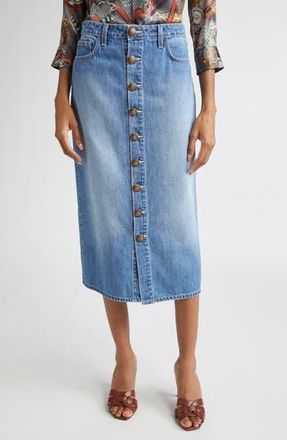 L'agence Kathleen Button Front Midi Denim Skirt in Bandera at Nordstrom Rack, Size 29
