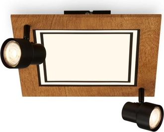 Briloner Lampada da soffitto a led, nero-colore legno, 2xGU10+LED