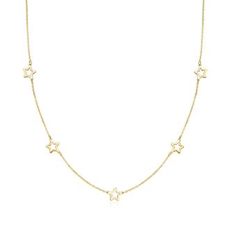 Ross-Simons Italian 10kt Yellow Gold Open-Space Star Station Necklace