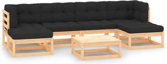 vidaXL Vidaxl - Muebles De Jard&iacute;n 7 Pzas Y Cojines Antracita Madera Maciza Pino