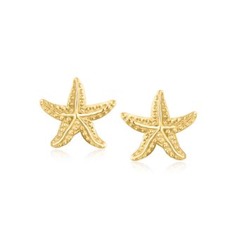 RS Pure by Ross-Simons Italian 14kt Yellow Gold Starfish Stud Earrings