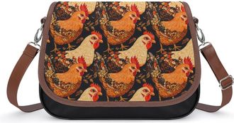 Generic Farm Chickens Crossbody Bag Womens Handbag PU Message Bags Shoulder Purse with Adjustable Strap