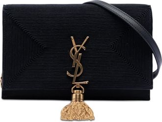 Saint Laurent Pre-owned Saint Laurent Embroidered Satin Monogram Kate Tassel Wallet on Chain Ladies JGXD90KQO1J40AVP