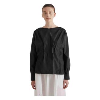 Meimeij Blouses, female, Black, Size: 2XL Taffeta Blouse with Long Kimono Sleeve