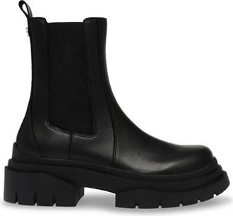 Steve Madden Leren Slip-On Enkelboot - Dames - Chelseaboots - Zwart - 36 EU - Leer - Schoenen