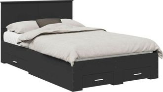 vidaXL Bed Frame with Headboard Black 120 x 190 cm Engineered Wood vidaXL
