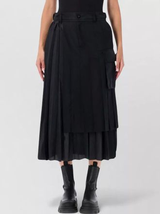 sacai pleated midi skirt