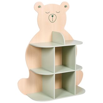 Beliani Librer&iacute;a Infantil Con Forma De Oso 3 Estantes Para Juguetes Y Libros Marr&oacute;n Claro/verde Elwood