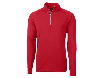 Cutter & Buck Mens Long Sleeve Adapt Eco Knit Quarter Zip Pullover Shirt, Red, XXXL