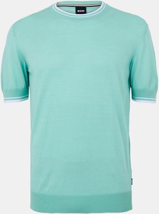 HUGO BOSS Mens Regular Fit Short Sleeve Crew Neck Sweater in Pastel Green - Size 2XL