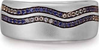 LuvMyJewelry Lifes A Beach Blue Sapphire & Topaz Silver Band Men Ring