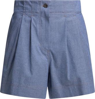 Moncler Shorts a vita alta con pieghe - - Shorts - Uomo - Blu - M