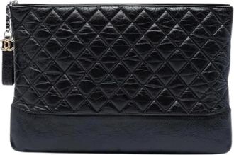 Chanel Pre-owned Gabrielle O-Case - Dames - Vintage Clutch - Zwart - ONE Size - Leer - Vintage