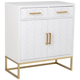 Wanderlust Deco Aparador 2 cajones y 2 puertas de madera y metal blanco 80x39.5x89
