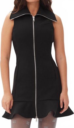 Ganni Bonded Crepe Mini Dress In Black