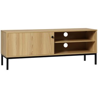 HOMCOM TV Stand Cabinet With Sliding Door For Living Room Natural | TJ Hughes