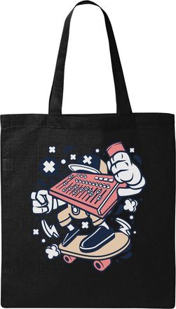 Generic Mixer Skater Music Mixer Lets Party Art Natural Ecological Cotton Tote Bag Black