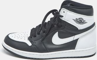 Air Jordan s Black Leather Jordan 1 Retro High Og Black White Sneakers