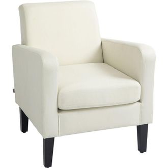 HOMCOM Homcom - Poltrona Moderna da Camera in Tessuto con Braccioli 66x72x74 cm Crema