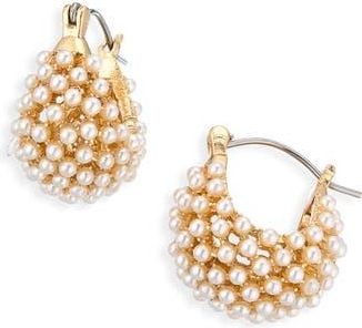 Cara Basket Faux Pearl Drop Earrings in Gold/Ivory at Nordstrom Rack