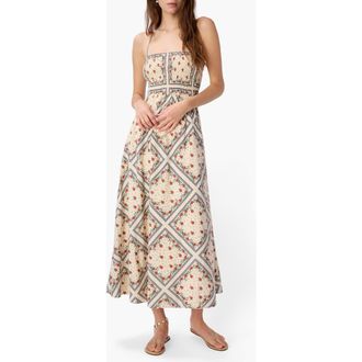 Cami NYC Cecily Smocked Bodice Cotton & Silk Sundress in Heirloom Bandana at Nordstrom, Size X-Small