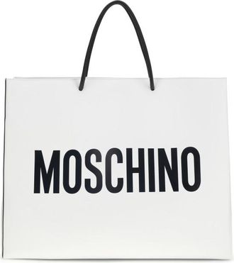 Moschino White Logo Large Tote