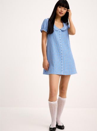 Twik Womens Peter Pan collar seersucker dress