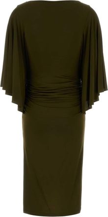 Blumarine Womens Shiny Dress Green Viscose Elastane