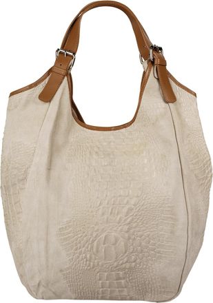 Samantha Look Shopper SAMANTHA LOOK, Damen, Gr. B/H/T: 45cm x 45cm x 13cm onesize, beige, Leder, gl&auml;nzend, Taschen Shopper, echt Leder, Made in Italy