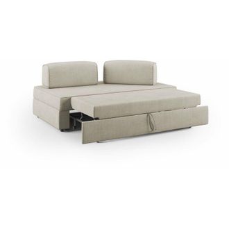 Divani.Store Divani.store - Liberty Divano con pouf estraibile e schienali movibili in tessuto morbido impermeabile T02 200 cm panna