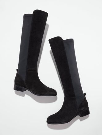 Talbots Tish Stretch Suede Tall Boots - Black - 10 1/2 M Talbots
