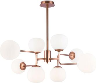 Maytoni Lampadario Sospensione Erich In Metallo Oro Rosa 8 Luci e Diffusori Bianchi