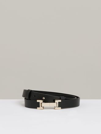 Reiss Hayley Square Hinge Belt Leather Plain, Black Size: XL