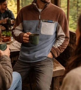 Kavu Throwshirt Flex 1/2 Zip Jacket In Commotion