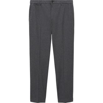 Mango Check Slim Fit Pants in Light Heather Grey at Nordstrom, Size 31