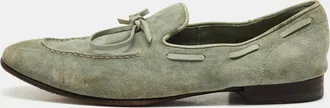 Santoni Blue Suede Slip On Loafers